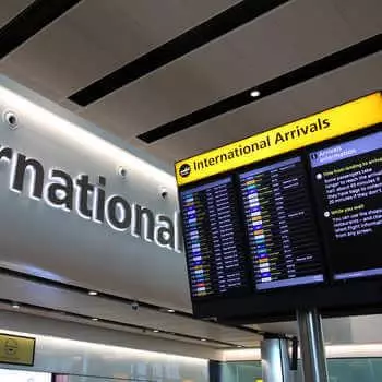 International Arrivals sign at Heathrow