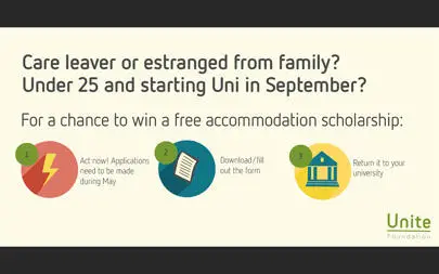 image of Free accommodation scholarships available for estranged and care leaver students