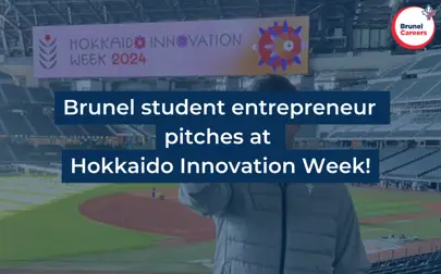 image of Brunel student Simone Panella pitches at Hokkaido Innovation Week!