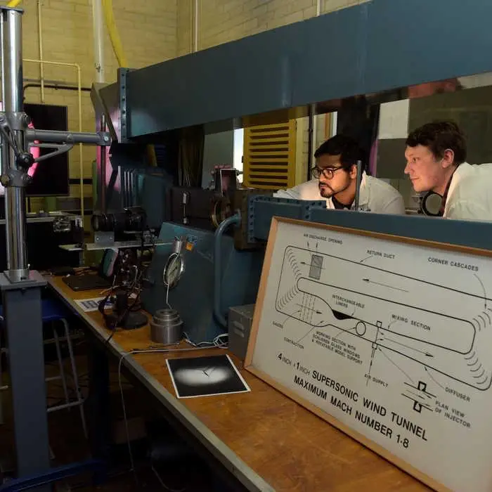 Brunel aviation researchers at the supersonic wind tunnel