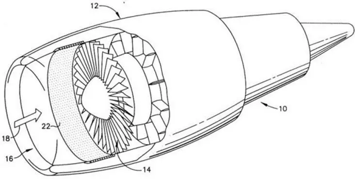 An exemplary turbofan gas turbine engine, with an acoustic liner (22) disposed on the radially inner surface of the fan duct