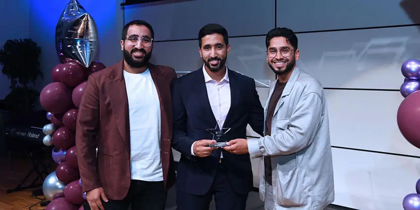 Dr. Abdulrahman Albar with the Brunel University London Entrepreneurship Award and friends