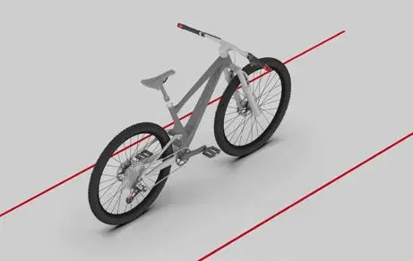 bicycle with red laser lanes either side